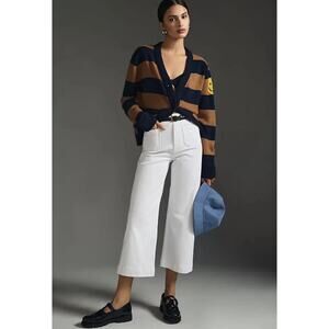 Anthropologie Pilcro The Skipper High Rise Wide Leg Cropped Jeans White Size 29
